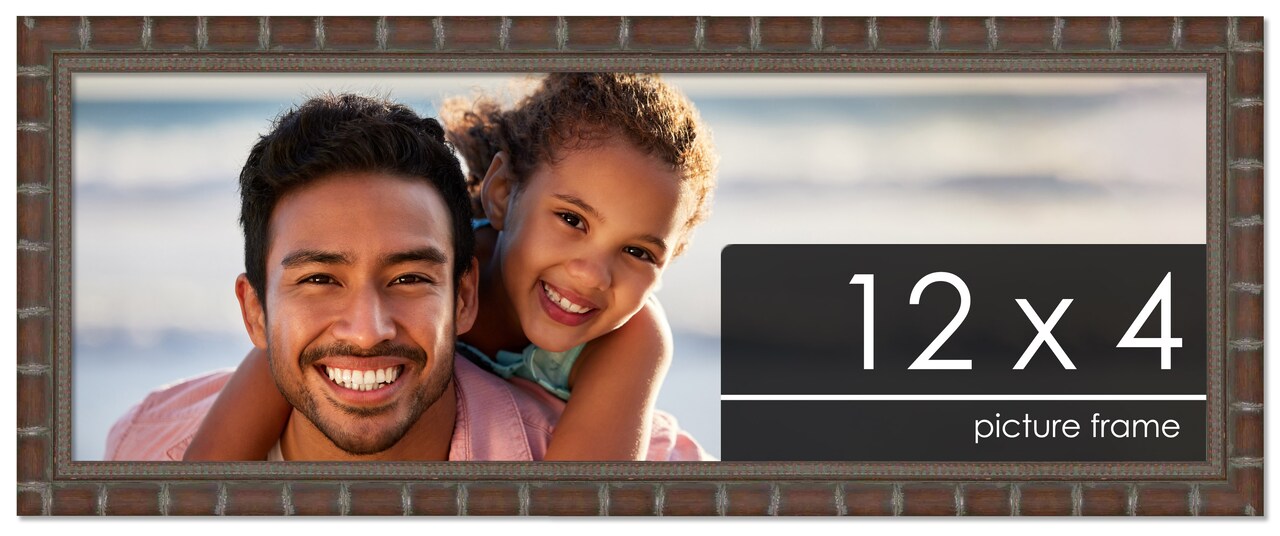 12x4 Modern Bamboo Picture Frame with UV-Resistant Acrylic & Acid Free Backing, Available in 5 Finishes - Gold, Silver, Brown, Black, and Natural